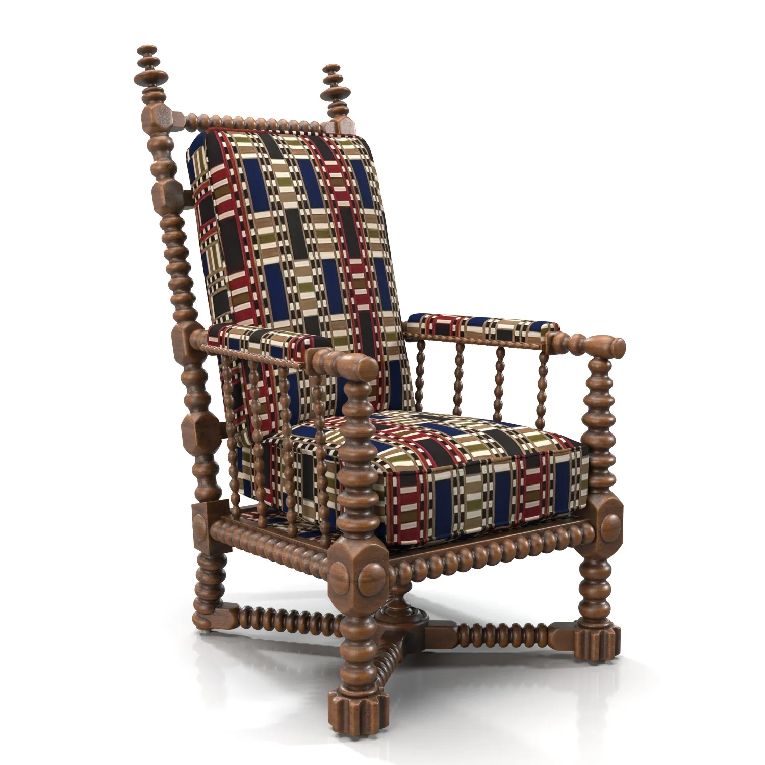 Oak Bobbin Armchair PBR 3D Model_01